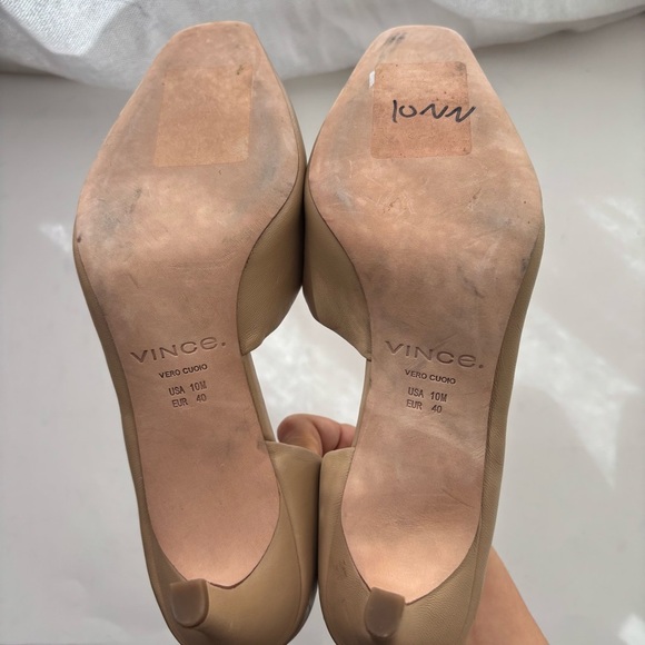 Vince Tiana Square‎ Toe Leather Pumps Tan Size 10M - Picture 7 of 8